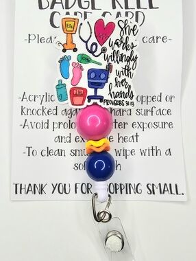 Hand Crafted Colorful Inspational Badge Reel